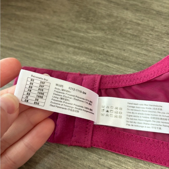 NWOT Delimira Balconette Bra Eggplant Lace Not Padded W/ Underwire Size 38F W685 - Picture 6 of 10